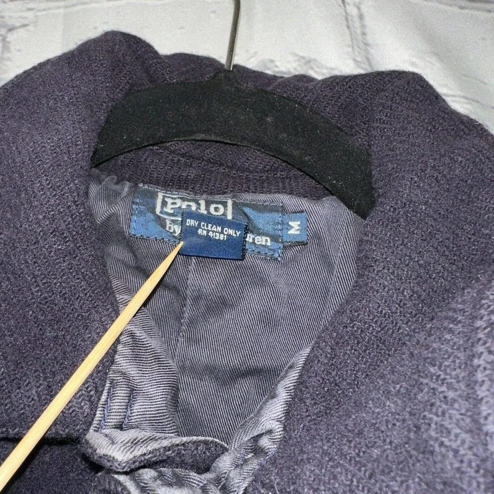 Polo Ralph Lauren Jacket Adult Medium Blue Mens Wool Pockets Casual - Picture 5 of 16